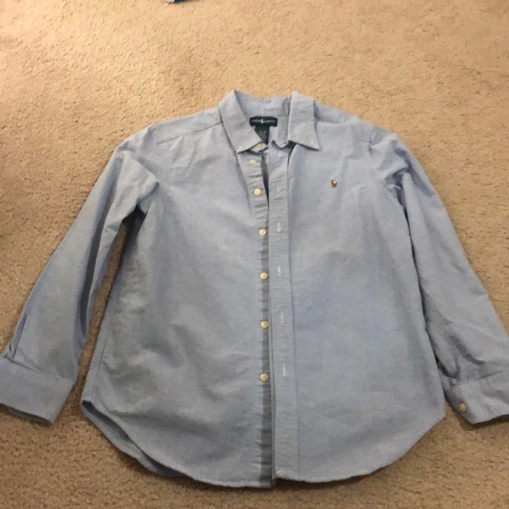 Boys Ralph Lauren button down blue shirt SZ L